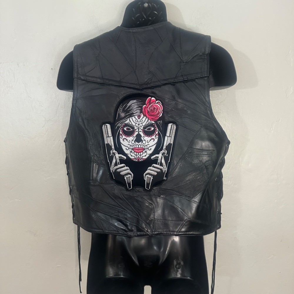 Harley Davidson Patchwork Leather Vest Medium Gen… - image 5